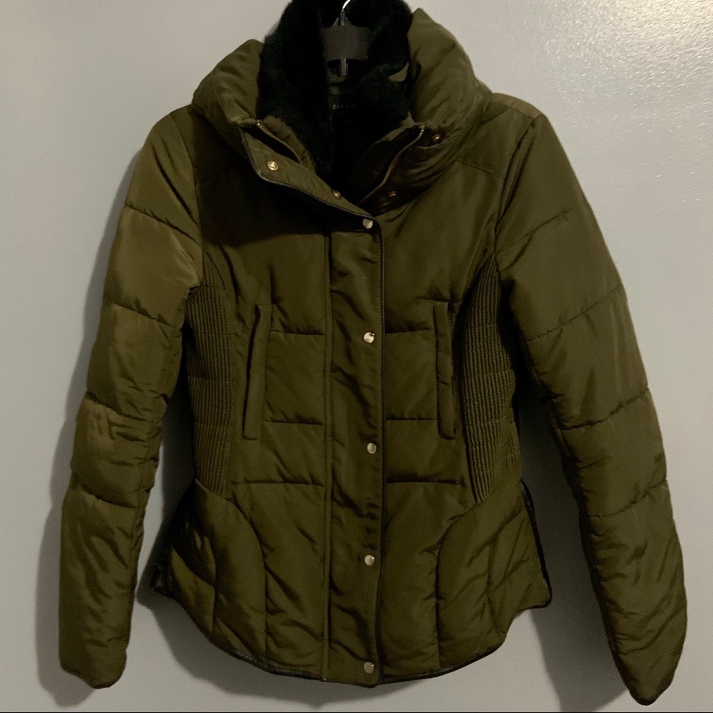 Ladies Fitted Coat, Olive Green, Zara Basic